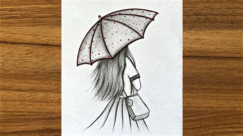 How to draw a girl with umbrella step by step || Easy drawing for girls step by step || Girl ...