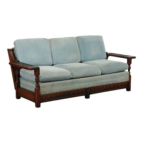 Jamestown Lounge Feudal Oak Carved Sofa | Chairish