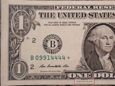 2009 Frn $1 Dollar Star Note - A/u, Great Serial B 09914444 - Rare York Issue