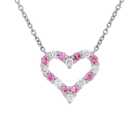 Tiffany & Co Diamond and Pink Sapphire Heart Necklace | Farringdons