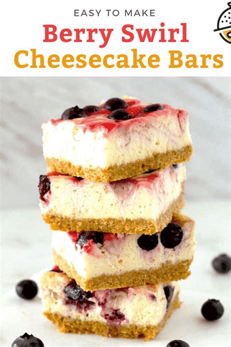 Berry Swirl Cheesecake Bars Recipe - Lemon Blossoms