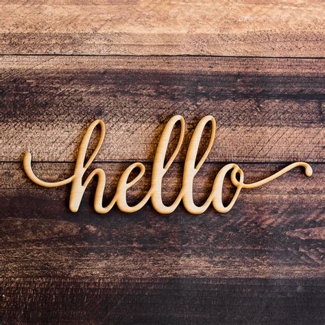 Hello Script Wood Sign wood Sign Art, Wooden Hello, Hello Sign, Laser Cut Wood Sign, Wood ...