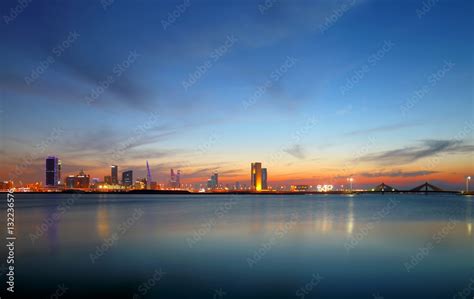 Bahrain skyline at blue hours Stock Photo | Adobe Stock