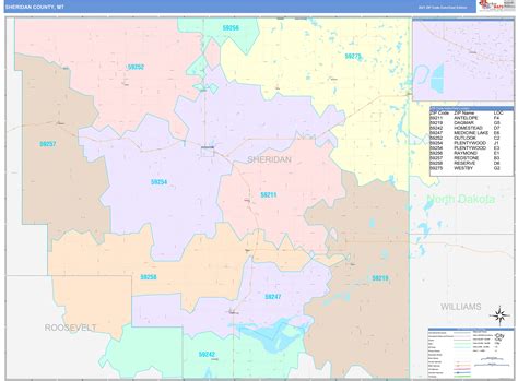 Sheridan County, MT Wall Map Color Cast Style by MarketMAPS