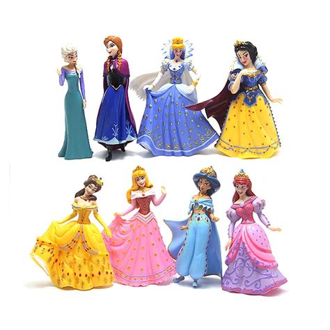 8 pcs/set Kids my cute little Anna and Elsa and castle Set figures Toy ...