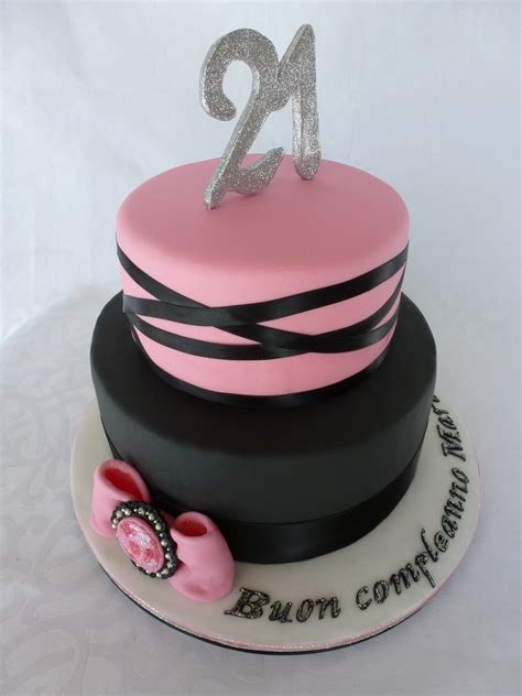 Pink And Black 21St Birthday Cake - CakeCentral.com