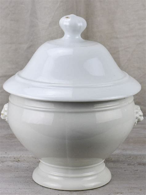 Antique French soup tureen with lion's heads - white – Chez Pluie