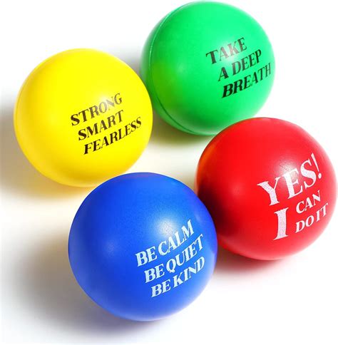 Motivational Stress Balls for Kids and Adults 4 Piece Stress Relief Balls with Quotes Red Green ...