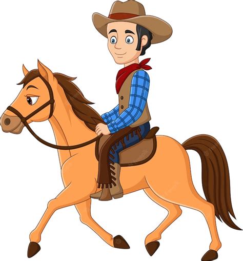 Premium Vector | Cartoon cowboy riding on a horse