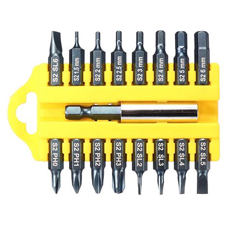 broppe 17pcs 1/4 hex shank screwdriver bits set hex phillips slotted ...