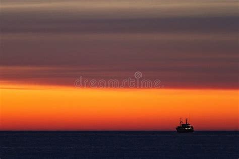 Silhouette of Fishing-boat during Sunset Stock Photo - Image of pole, boat: 110409370