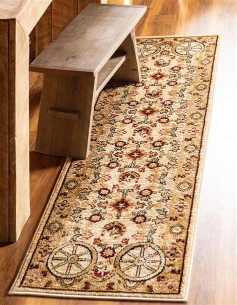 Rugs.com Pioneer Collection Rug – 12 Ft Runner Ivory Medium-Pile Rug Perfect For Hallways ...