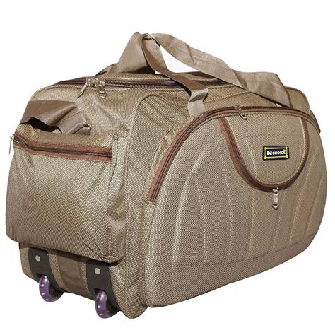 N Choice Waterproof Polyester Lightweight 60 L Luggage Brown Travel Duffel Bag with 2 Wheels ...