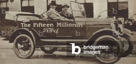 Henry Ford in the 15 millionth Ford Model T car, 1927 (b/w photo)