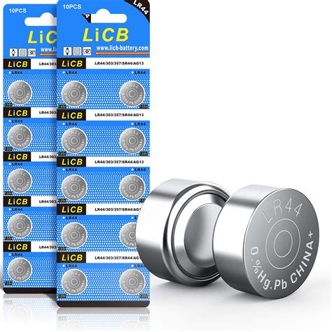 Buy LiCB 20 Pack LR44 AG13 357 303 SR44 Battery 1.5V Button Coin Cell ...