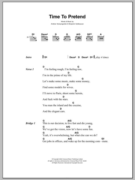 Time To Pretend by MGMT - Guitar Chords/Lyrics - Guitar Instructor