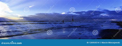 Sunset on Crosby Beach in Winter, Crosby, Liverpool, UK Editorial Stock Image - Image of place ...