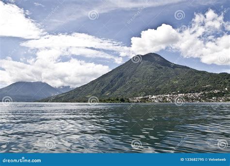 Volcanoes Overlooking Lake Atitlan Stock Image - Image of landscape ...