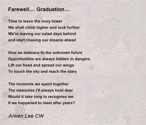 Farewell.... Graduation.... - Farewell.... Graduation.... Poem by Arwen Lee CW