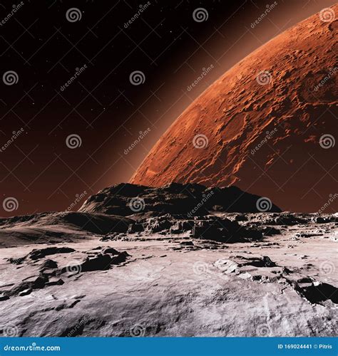 Mars View from Phobos Moon Surface Stock Illustration - Illustration of deep, astronomy: 169024441