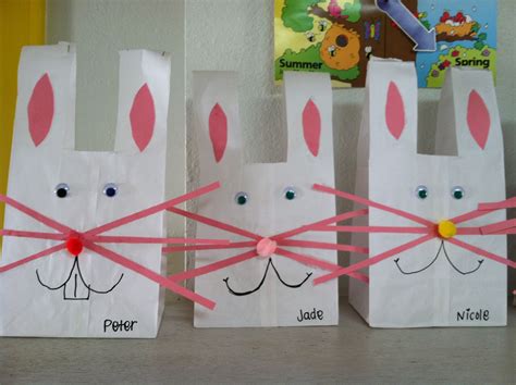 Easter bunny bags made from white paper lunch sack. | Easter crafts for kids, Easter crafts ...