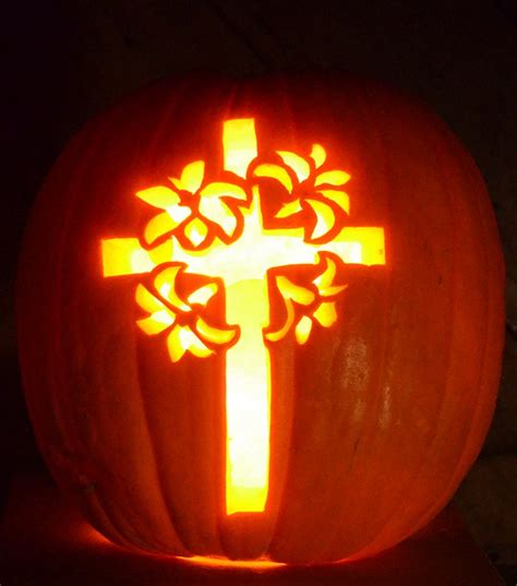 Christian-Cross-carved-pumpkin - Pumpkin Glow