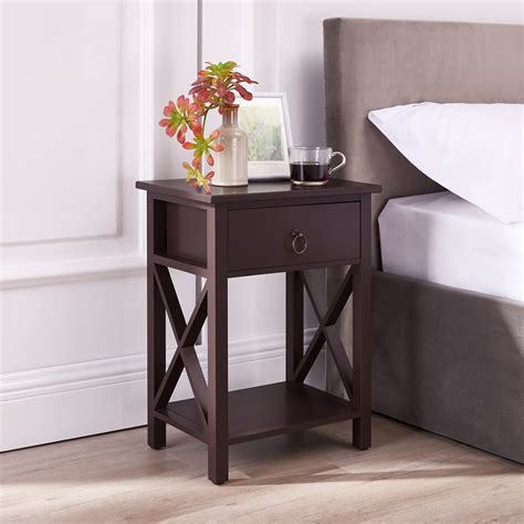 Eily Night Stand Bedside Table With Drawer Wooden Side Tables Bedroom Night Stands For Bedrooms ...