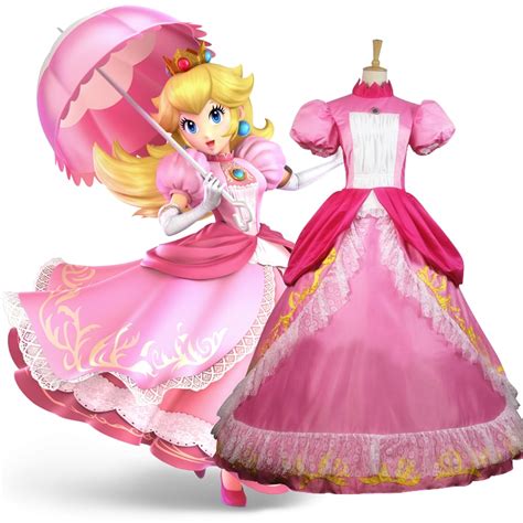 Super Smash Bros. Ultimate Princess Peach Toadstool Party Fancy Dress Ball Gown Halloween ...