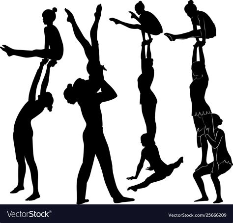 Acrobatic stunt gymnasts acrobats Royalty Free Vector Image