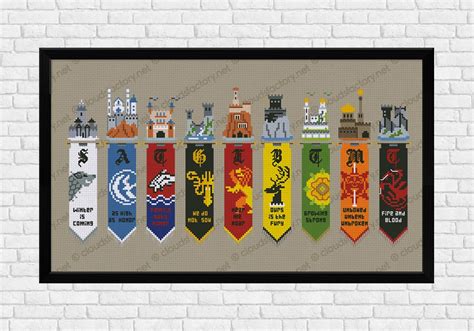 Game of Thrones - Houses Banners - Digital Cross Stitch Pattern