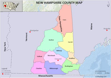 New Hampshire County Map Ontheworldmap Com - vrogue.co