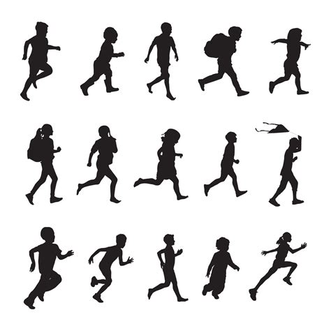 Children running silhouettes, Kids running silhouettes 13661400 Vector Art at Vecteezy