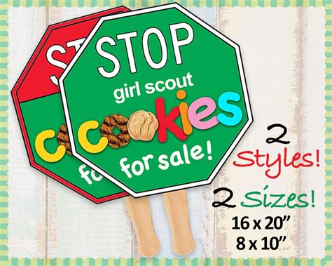 Girl Scout Cookies STOP Sign Cookie Booth Printable 2 Versions | Etsy