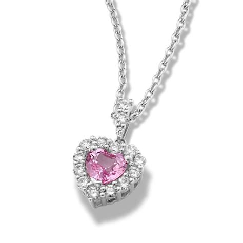 Pink Sapphire and Diamond Heart Pendant (18 in) | Shane Co.