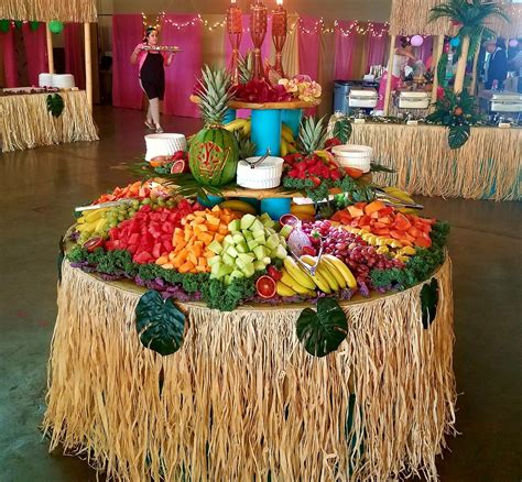 Fruit Display from Hawaiian party | Fruit display, Table decorations ...