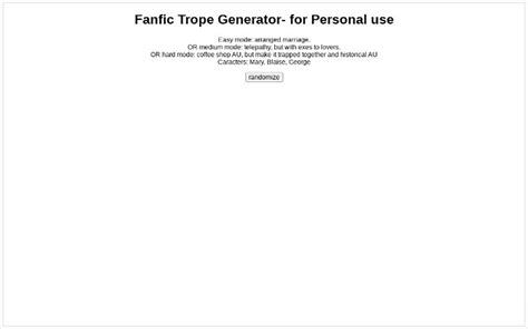 Fanfic Trope Generator- for Personal use