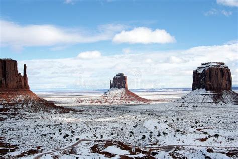 West Mitten Butte after Snowfall, Monument Valley, Arizona Stock Photo - Image of butte, cloud ...