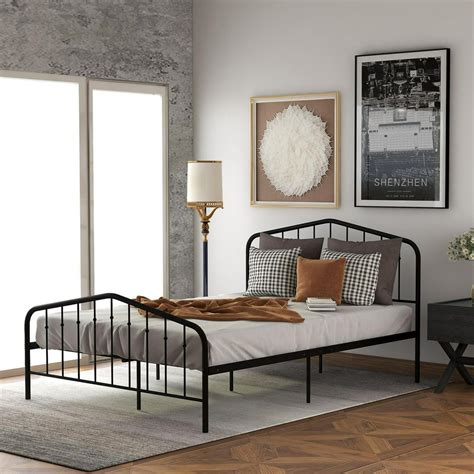 Twin Size Metal Bed Frame with Headboard, Footboard, No Box Spring ...