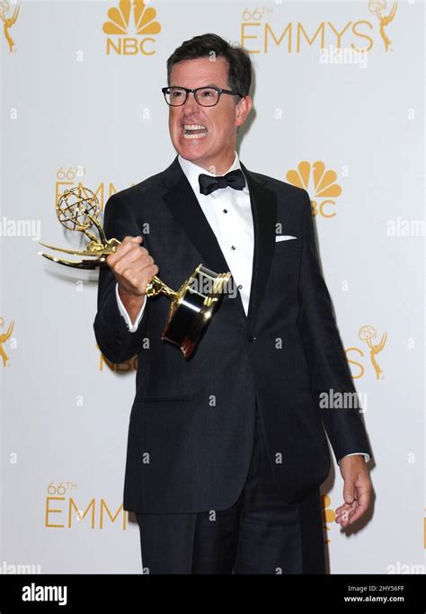 Stephen Colbert in the press room at the 66th Primetime Emmy Awards ...