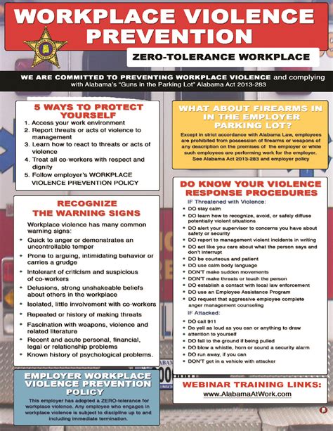 Free Alabama Workplace Violence Labor Law Poster 2020