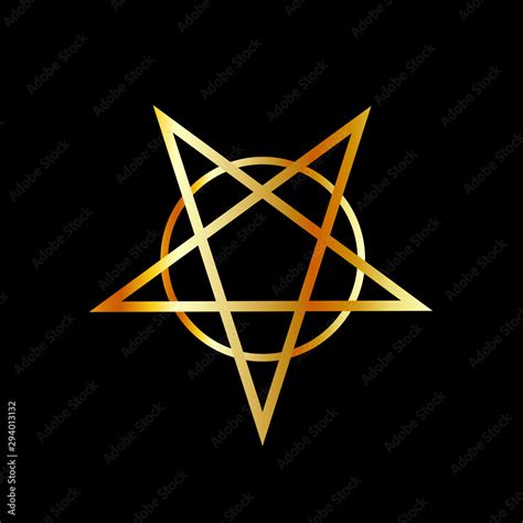 Golden inverted upside down Pentagram antichrist symbol Stock Vector | Adobe Stock