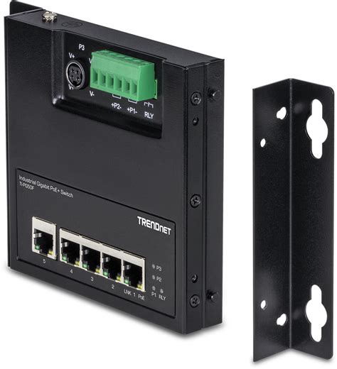 5-Port Industrial Gigabit PoE+ Wall-Mounted Front Access Switch – Front ...