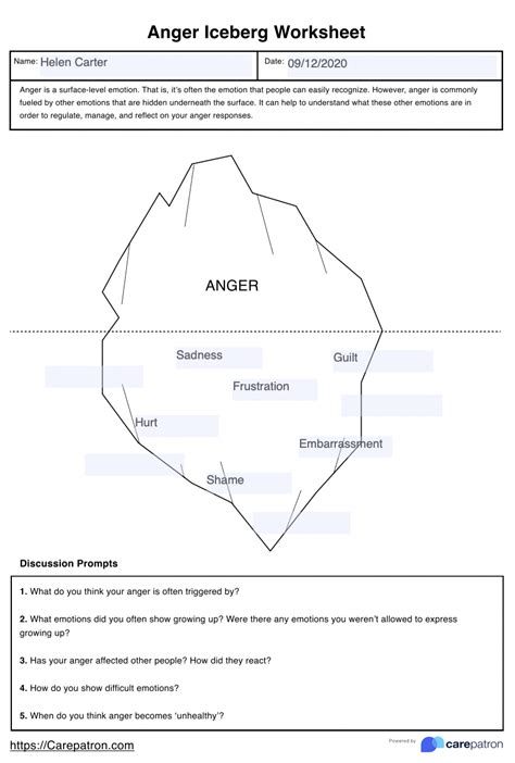 Anger Iceberg Worksheets & Example | Free PDF Download