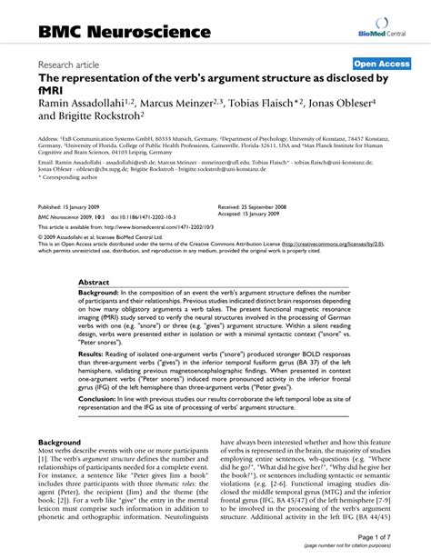 (PDF) The representation of the verb's argument structure as disclosed ...