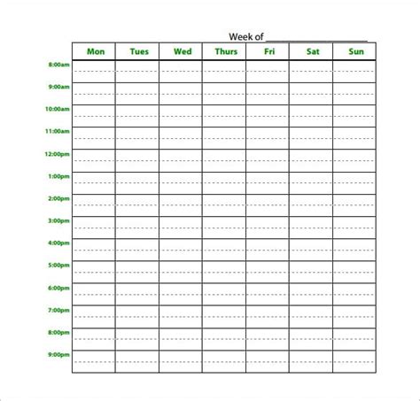 Study Chart Template