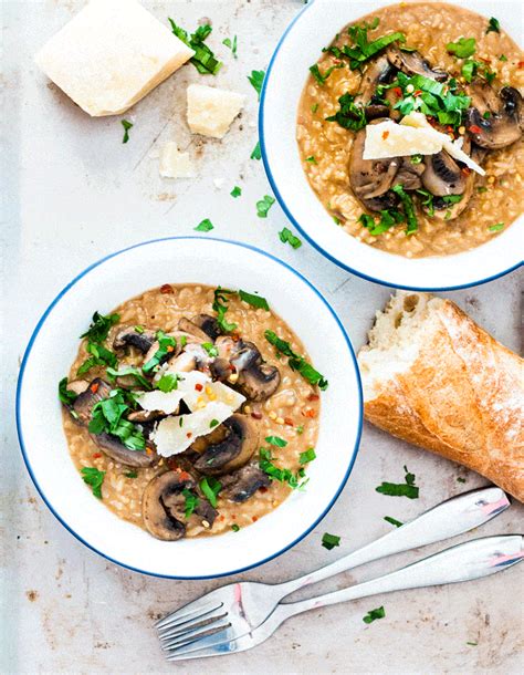 Baked Brown Rice Risotto with Buttered Mushrooms - Whole Food Bellies