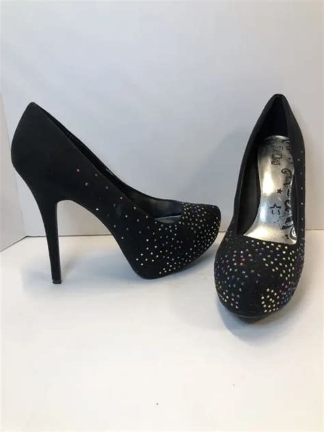 BRASH WOMEN'S BLACK Suede Platform Stiletto Heels Round Toe Dress Shoes Size 11 $16.97 - PicClick