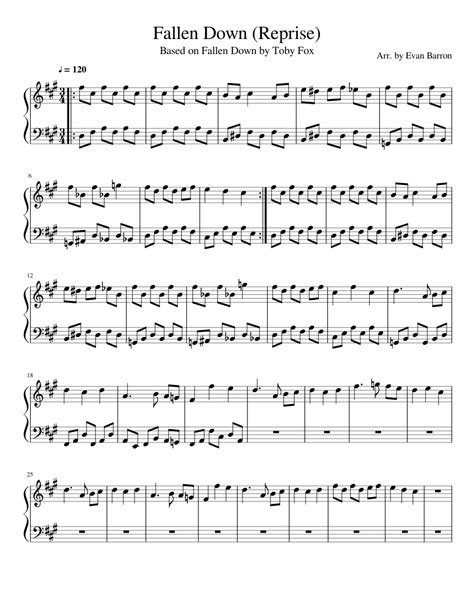 Fallen Down (Reprise) Sheet music for Piano | Download free in PDF or MIDI | Musescore.com