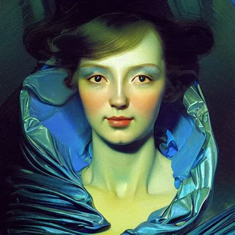 a chrome woman's face in flowing sheets of cobalt blue | Stable ...