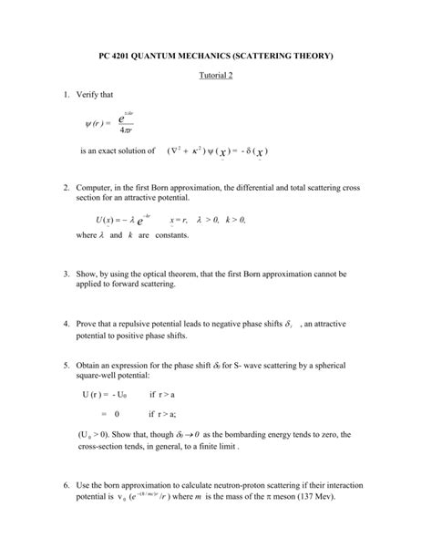 Scattering Theory Tutorial 2